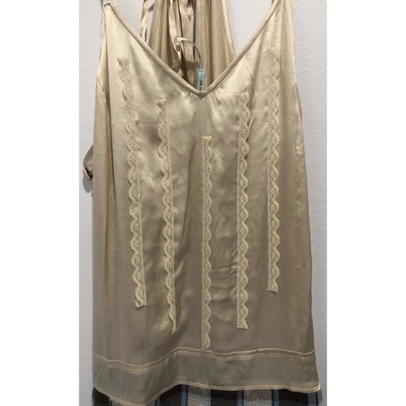 UO's Kimchi Blue Silk & Plaid Romper with Lace - Picture 2 of 7